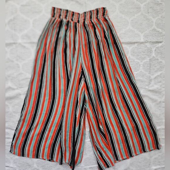 URBAN OUTFITTERS Capri Pants Medium Smocked Waist Striped Wide Leg Lightweight - Picture 1 of 6